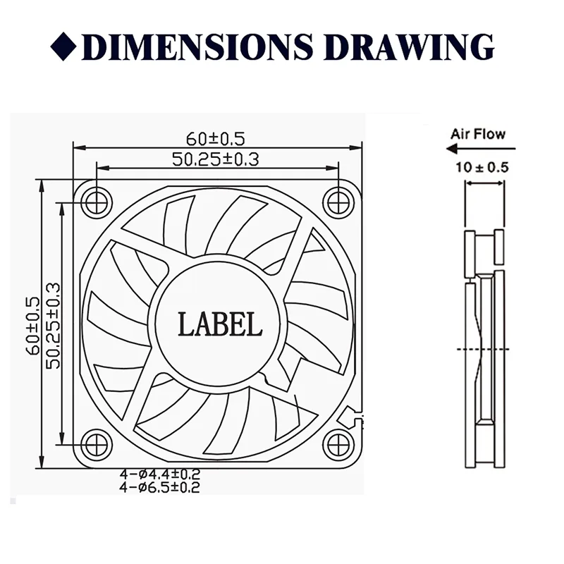 2 Pieces YOUNUON DC 5V/12V/24V Sleeve&Dual Ball Bearing 60mm 6cm 60x60x10mm Cooling Fan 6010 Brushless Cooling Cooler Fan - image 6
