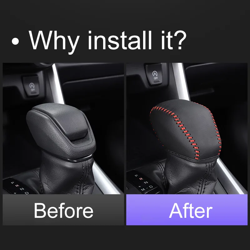 Leather Car Gear Shift Collars Shift Knob Head Cover For Toyota RAV4 2019 2020 2021 2022 2023 2024 RAV4 XA50 Hybrid Accessories - image 5