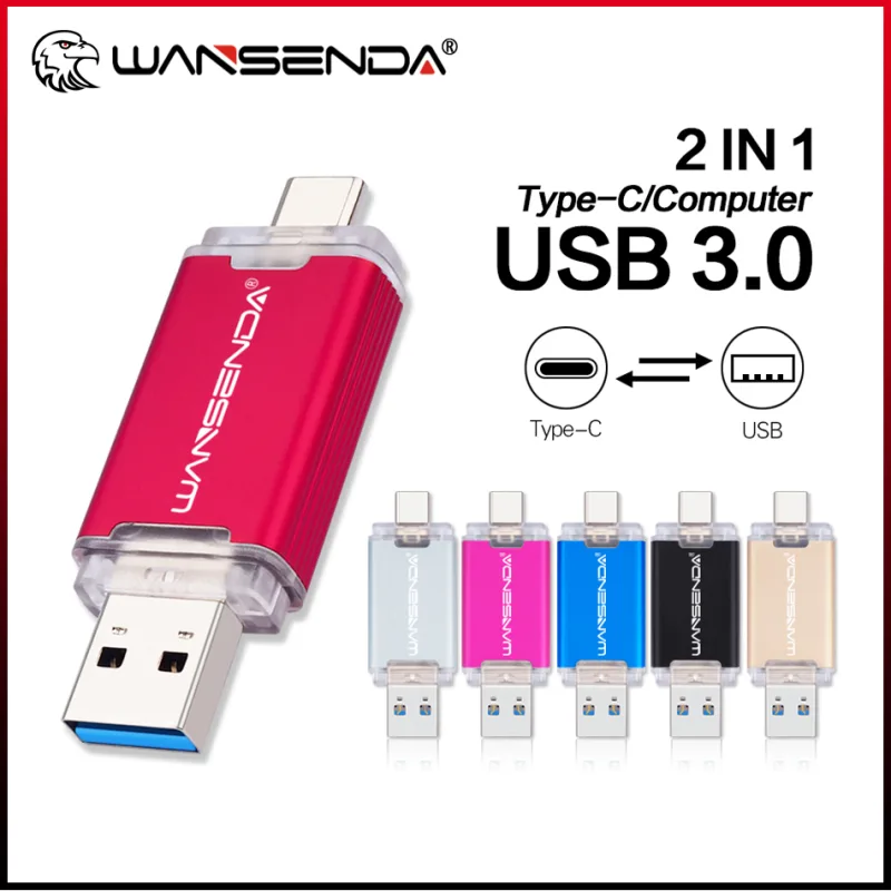 WANSENDA OTG Type-C USB 3.0 USB Flash drives 512GB 256GB 128GB 64GB 32GB 16GB Pen Drive for Android/PC/Mac Pendrive Memory Stick - image 1
