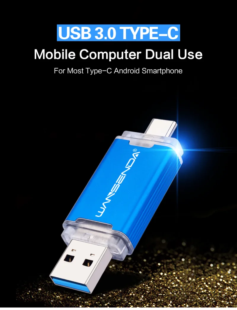 WANSENDA OTG Type-C USB 3.0 USB Flash drives 512GB 256GB 128GB 64GB 32GB 16GB Pen Drive for Android/PC/Mac Pendrive Memory Stick detail 1