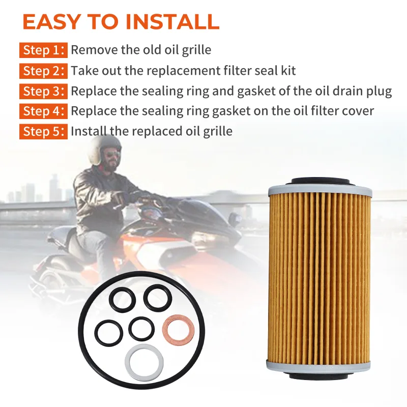 Oil Filter with Seal Kit for Can-Am Spyder SM6-SE6 1330 RT/F3 Models 2014 2015 2016 2017 2018 2019 2020 2021 - image 4
