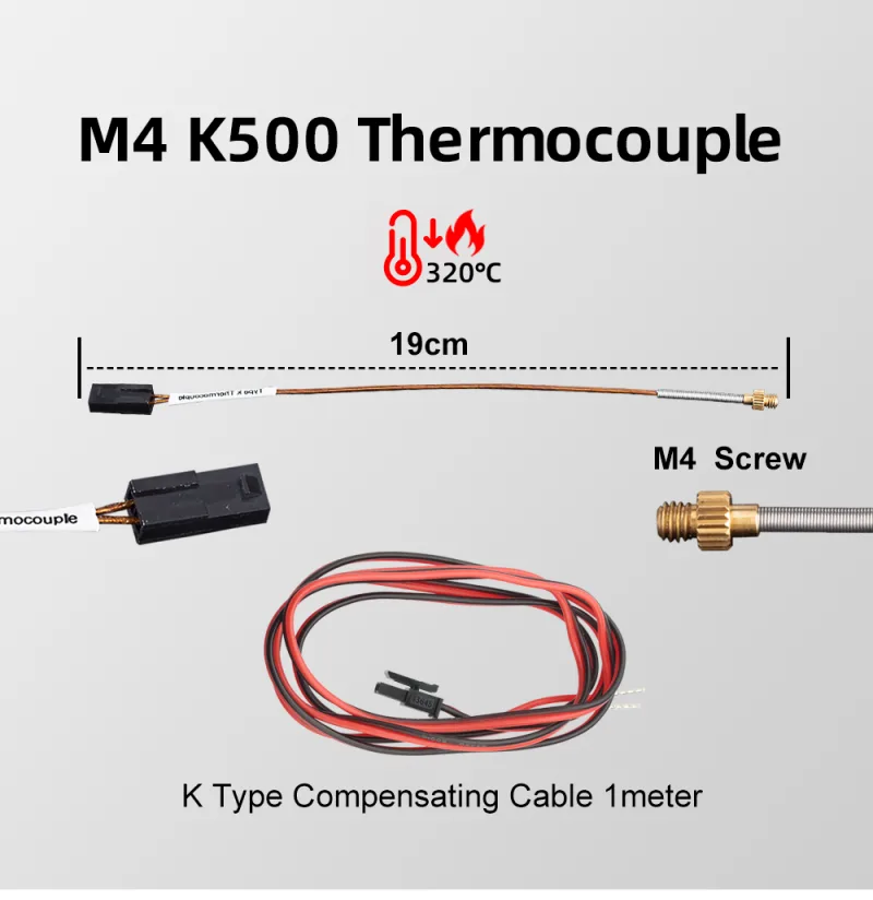 BLV®RAPIDO V2 Ceramics Heater Kit  heatBlock  K500 Thermocouple M4  104GT-2 100K 3950 PT1000 For Rapido V2.0 HOTEND detail 5