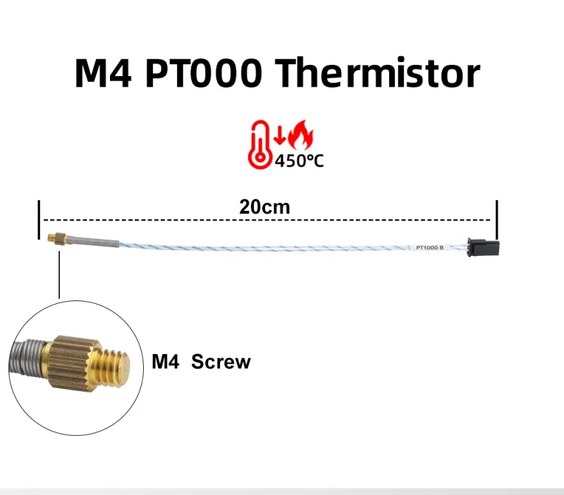 BLV®RAPIDO V2 Ceramics Heater Kit  heatBlock  K500 Thermocouple M4  104GT-2 100K 3950 PT1000 For Rapido V2.0 HOTEND detail 8
