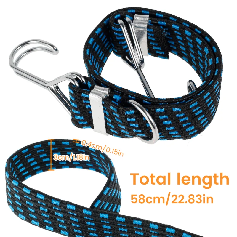 4Pcs Car Elastics Bungees Cords Luggage Rope Cord Hooks Bikes Wide Flat Rope Tie Luggage Roof Rack Strap Fixed Band Dropshipping detail 2