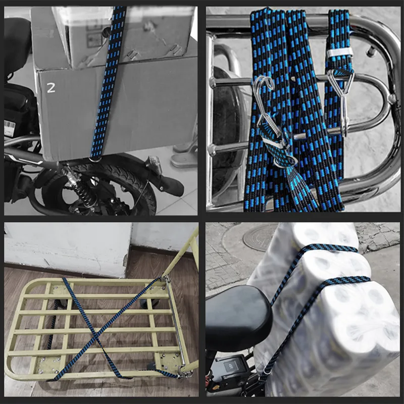4Pcs Car Elastics Bungees Cords Luggage Rope Cord Hooks Bikes Wide Flat Rope Tie Luggage Roof Rack Strap Fixed Band Dropshipping detail 4