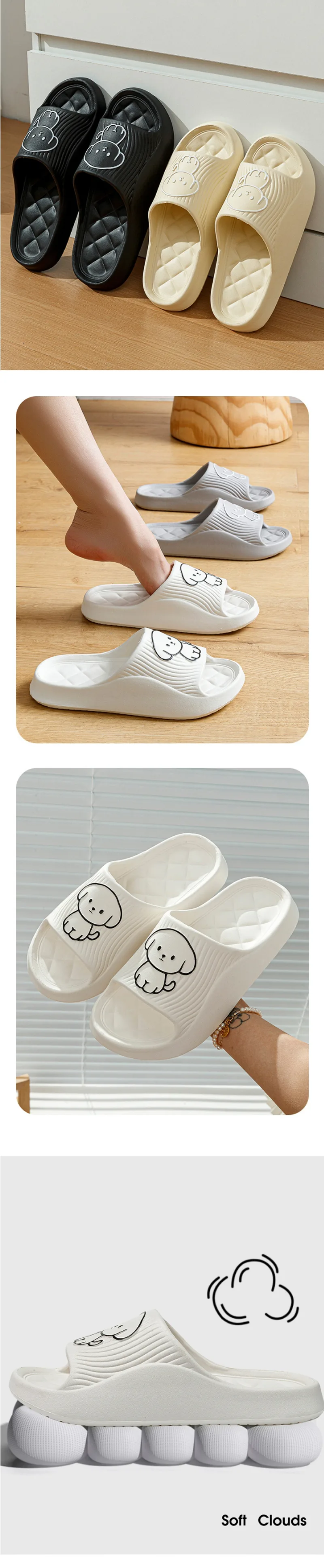 Cute Couple Pillow Slippers Female Summer Wear 2024 New Bathroom Bath Non-slip Indoor Home Eva Thick Bottom Sandals detail 3