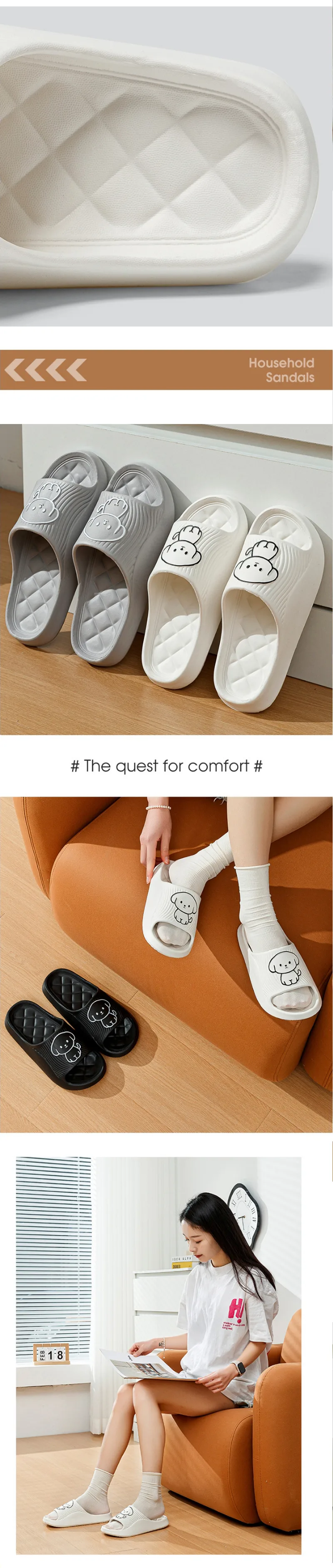 Cute Couple Pillow Slippers Female Summer Wear 2024 New Bathroom Bath Non-slip Indoor Home Eva Thick Bottom Sandals detail 5