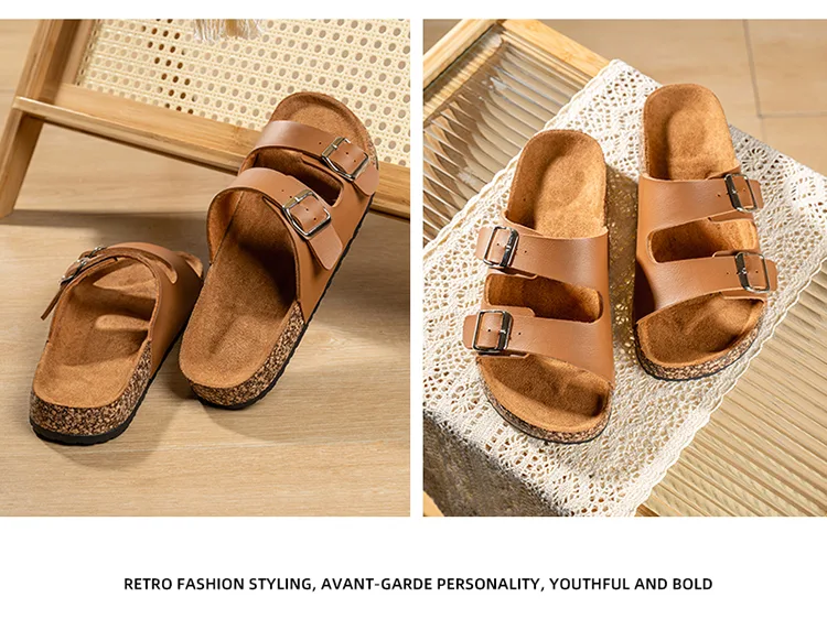 Slippers for men and women Birken indoor non-slip cork slippers women beach outdoor home comfortable casual sandals large size detail 4