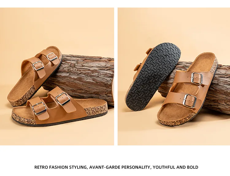 Slippers for men and women Birken indoor non-slip cork slippers women beach outdoor home comfortable casual sandals large size detail 6