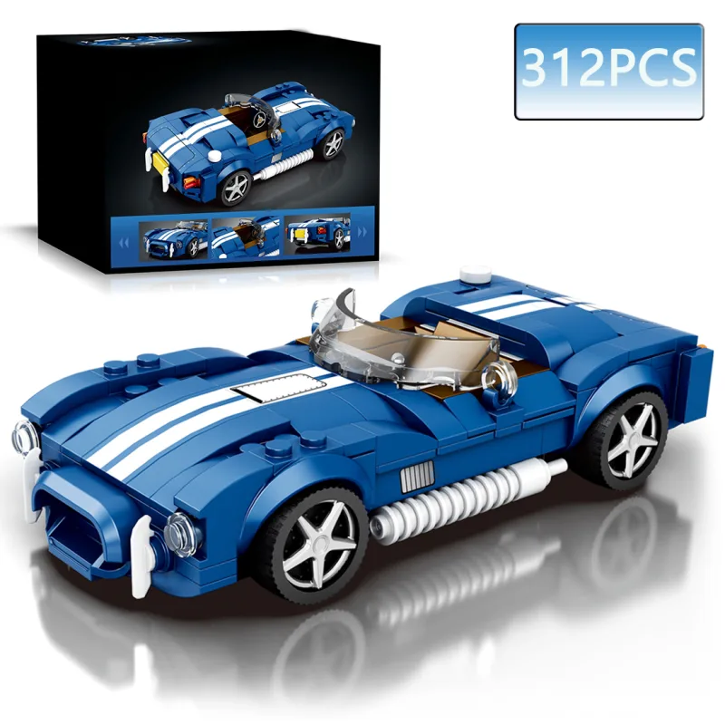 312PCS Blue Sport Car Building Block Set Creative City Vehicle Diy Car Model Bricks Desktop Display Puzzle Toys Holiday Gifts - image 1