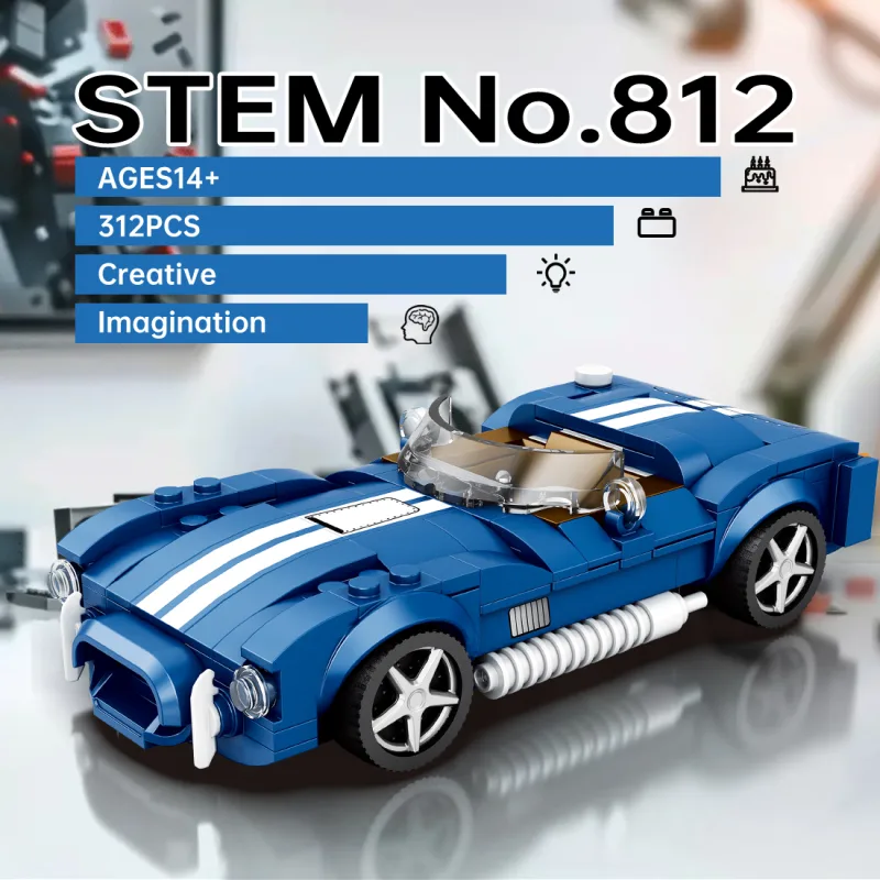 312PCS Blue Sport Car Building Block Set Creative City Vehicle Diy Car Model Bricks Desktop Display Puzzle Toys Holiday Gifts - image 4