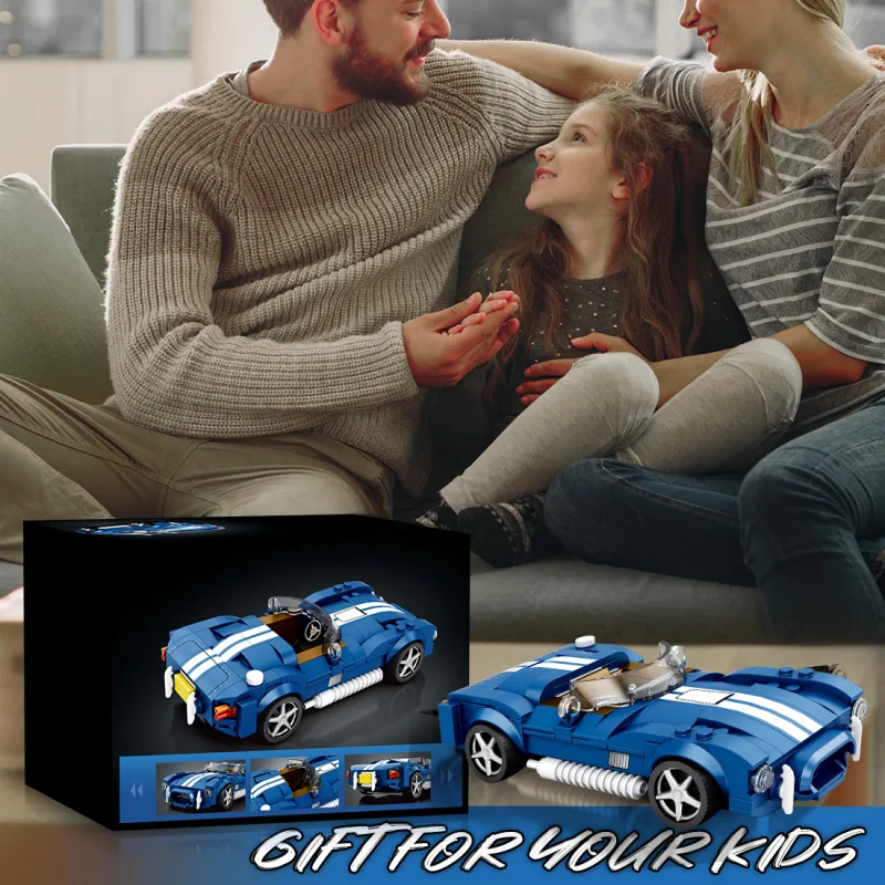 312PCS Blue Sport Car Building Block Set Creative City Vehicle Diy Car Model Bricks Desktop Display Puzzle Toys Holiday Gifts - image 6