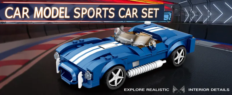 312PCS Blue Sport Car Building Block Set Creative City Vehicle Diy Car Model Bricks Desktop Display Puzzle Toys Holiday Gifts detail 1