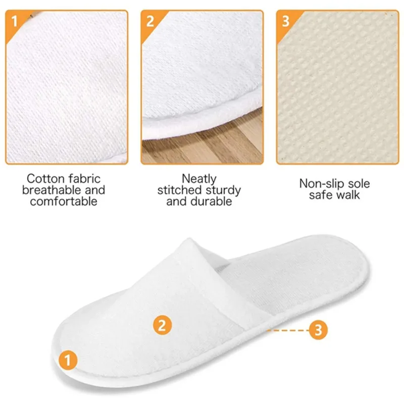 10pairs Disposable Closed Slippers For Men And Women Hotel Shoes Guest Shoes White - image 2