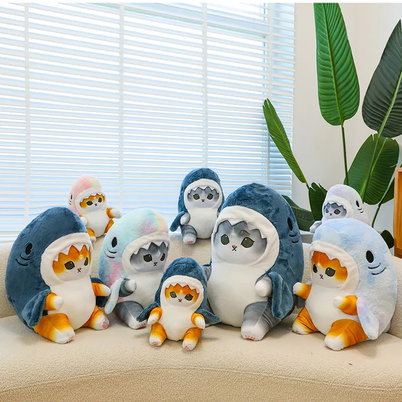 Funny Shark Cat Transformed Cat Doll Plush Toy for Kids, Kawaii Girl Rag Doll, Children's Pillow, Creative Gift, New Product - image 3