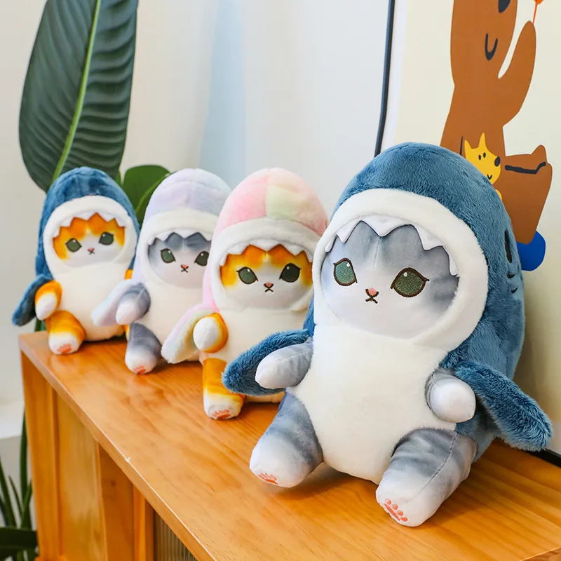 Funny Shark Cat Transformed Cat Doll Plush Toy for Kids, Kawaii Girl Rag Doll, Children's Pillow, Creative Gift, New Product detail 3
