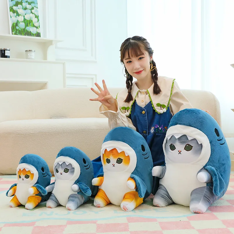 Funny Shark Cat Transformed Cat Doll Plush Toy for Kids, Kawaii Girl Rag Doll, Children's Pillow, Creative Gift, New Product detail 4