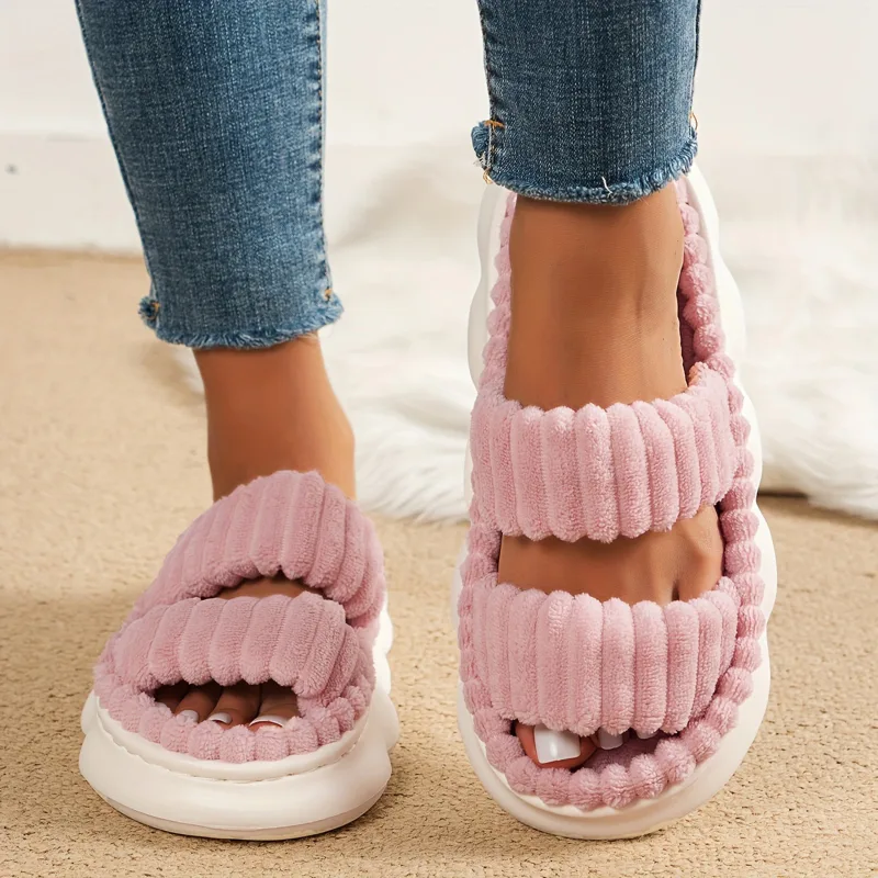 Women's 2024 Spring and Autumn Towel Pattern Thick Sole Home Fashion Anti Slip Towel Sole External Slippers Sandals Outdoor - image 3