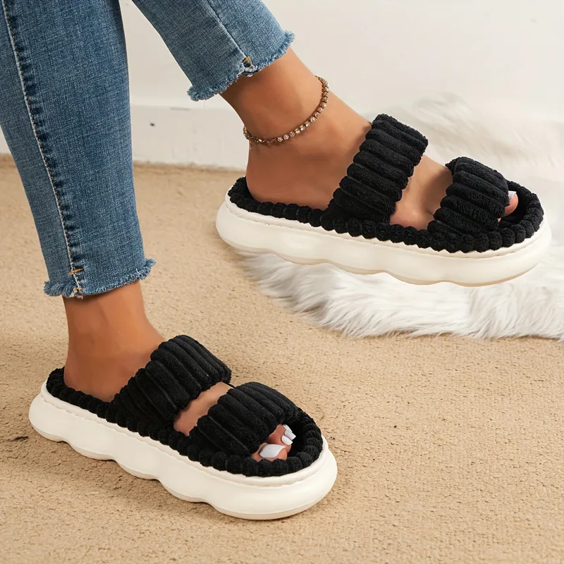 Women's 2024 Spring and Autumn Towel Pattern Thick Sole Home Fashion Anti Slip Towel Sole External Slippers Sandals Outdoor detail 6