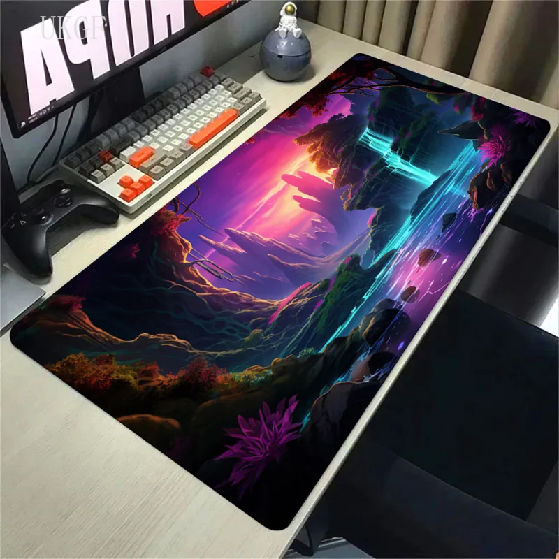 Mouse Pads Landscape Mountain Sunset Cartoon Table Mats Company Mousepad Deskmat Aesthetic Large Gamer Non-slip Mouse Mat 100x50 - image 1