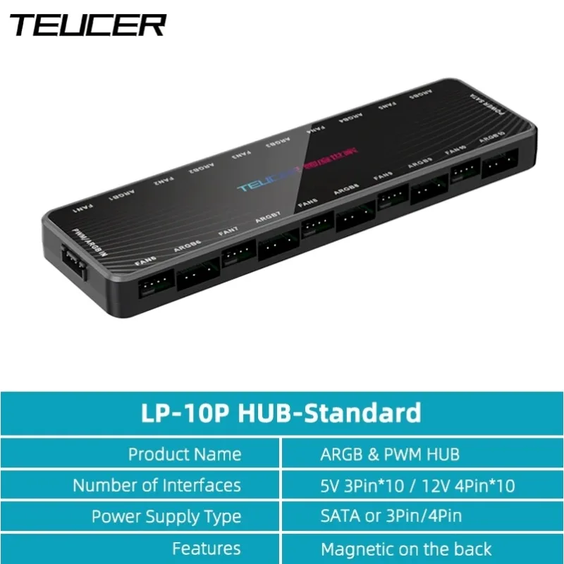 TEUCER LP-10 ARGB/PWM HUB With ARGB Controller 2 in 1 Fan HUB Adapter detail 8