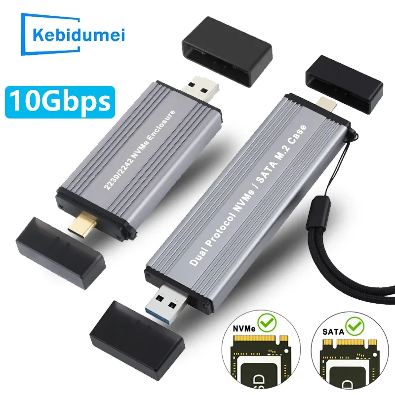 M.2 NVME NGFF SATA Dual Protocols Enclosure M2 SSD Case USB 3.2 Type C SSD Adapter 10Gbps To NVMe SATA External Hard Disk Box - image 1