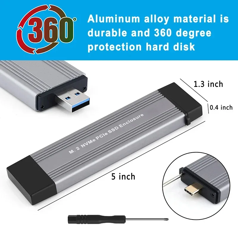 M.2 NVME NGFF SATA Dual Protocols Enclosure M2 SSD Case USB 3.2 Type C SSD Adapter 10Gbps To NVMe SATA External Hard Disk Box detail 2