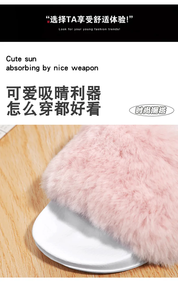 Classic Fashion Women's Plush One Word Slippers Winter Home Casual Shoes Cute Matching Footwear EVA Lightweight Fashion Shoes detail 5