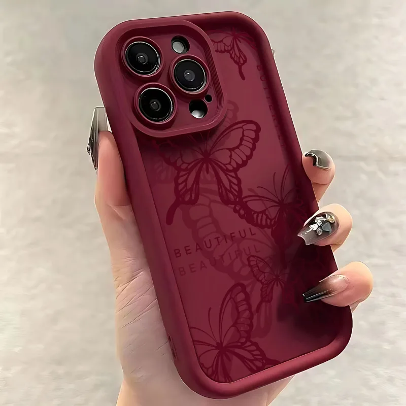 Purple Butterfly Silicone Couple Phone Case for IPhone 16 15 14 13 12 11 Pro Max Mini XR XS X 7 8 Plus Soft TPU Back Cover - image 5