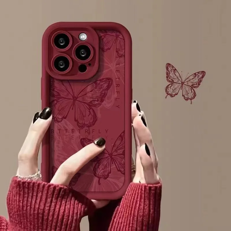 Purple Butterfly Silicone Couple Phone Case for IPhone 16 15 14 13 12 11 Pro Max Mini XR XS X 7 8 Plus Soft TPU Back Cover detail 1