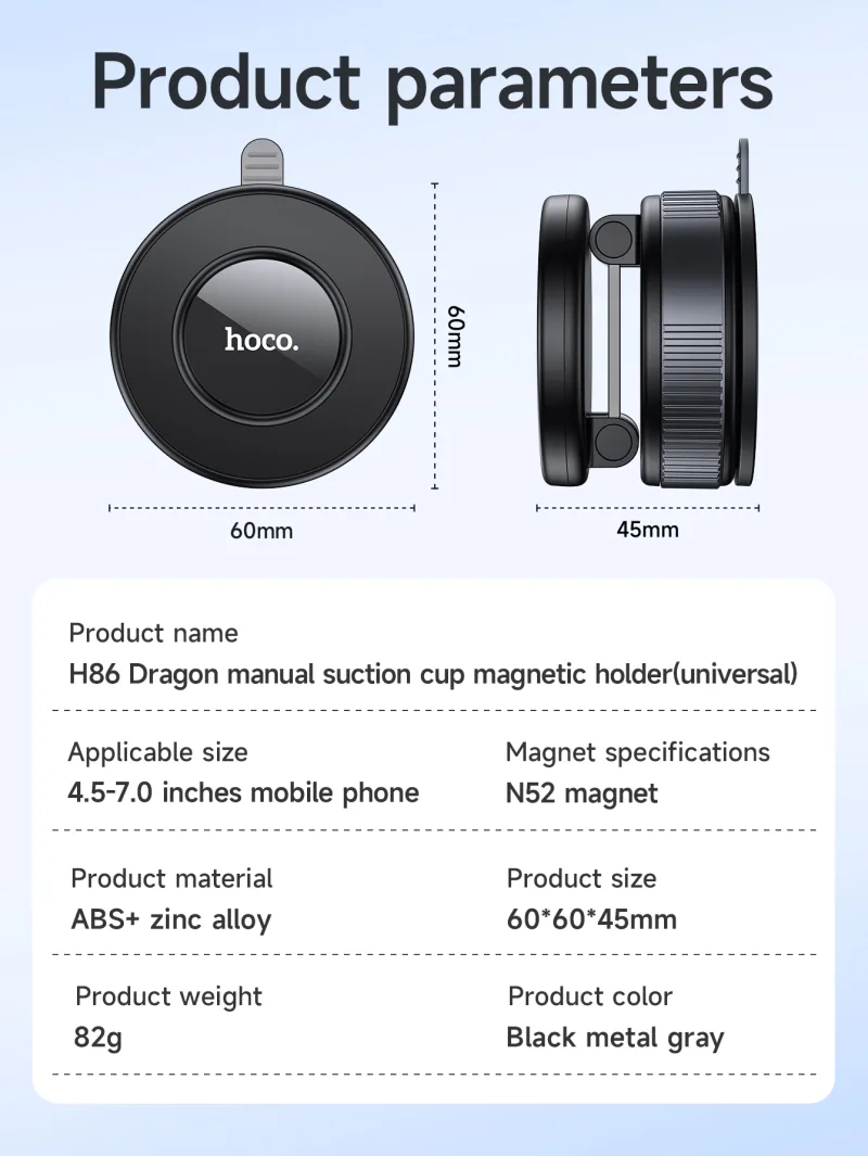 HOCO Manual Magnetic Car Phone Holder For iPhone 17 16 15 Series Universal 360 Degree Rotate Stand Bracket For Samsung S24 S25 detail 7