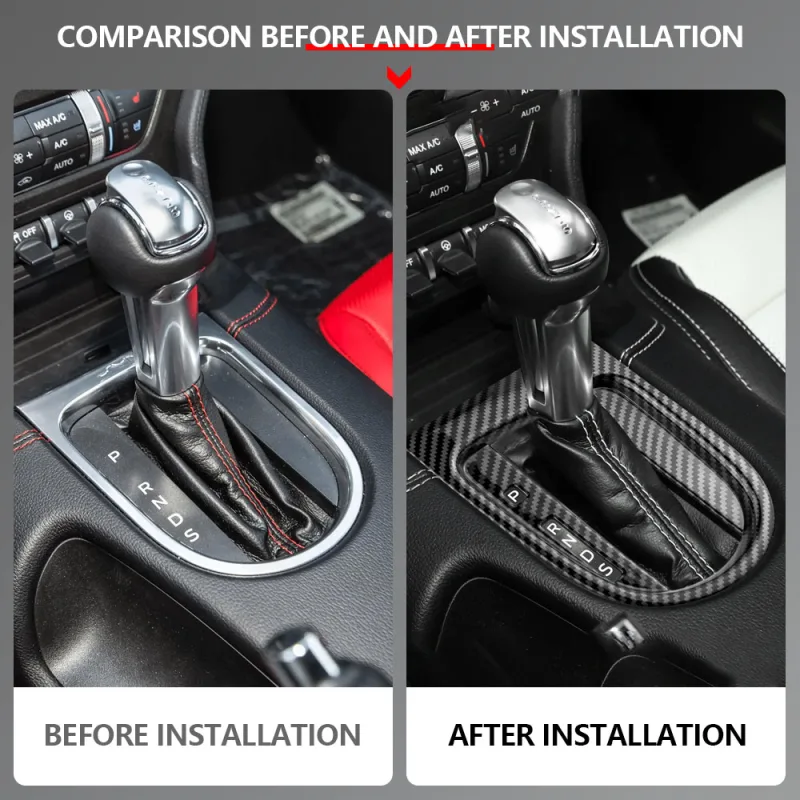 ABS Carbon Fiber Interior Center Gear Shift Frame Cover Panel for Ford Mustang 2016-2022 LHD AT Gear Shift Panel Protective Trim - image 5