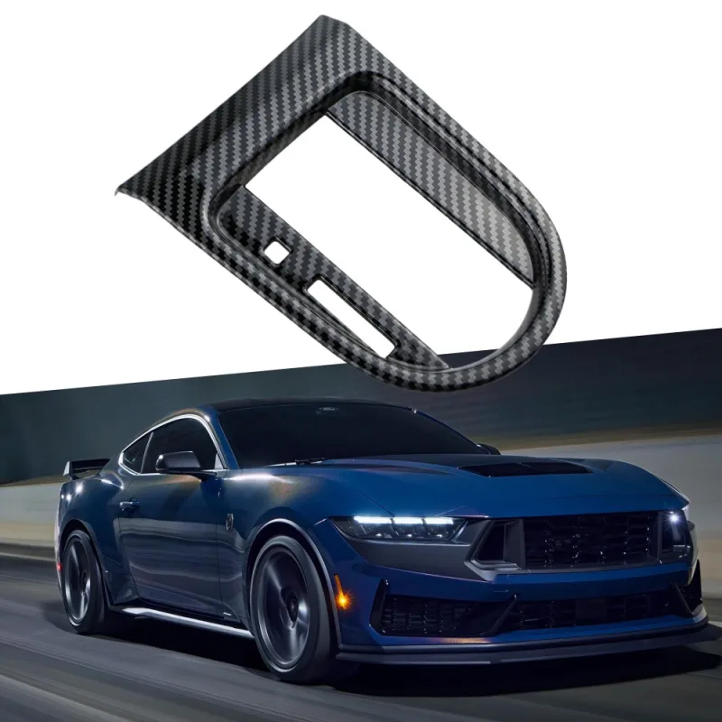 ABS Carbon Fiber Interior Center Gear Shift Frame Cover Panel for Ford Mustang 2016-2022 LHD AT Gear Shift Panel Protective Trim - image 6