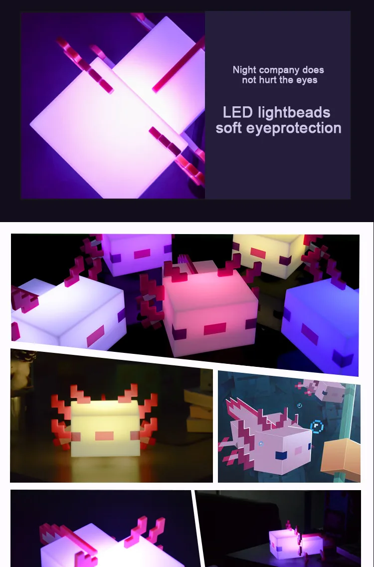 MC Game Salamander Lamp Five Color Toy Atmosphere Light Modes Lamp To Decorate Your Gaming Desk Or Night Stand Children's Gift detail 3