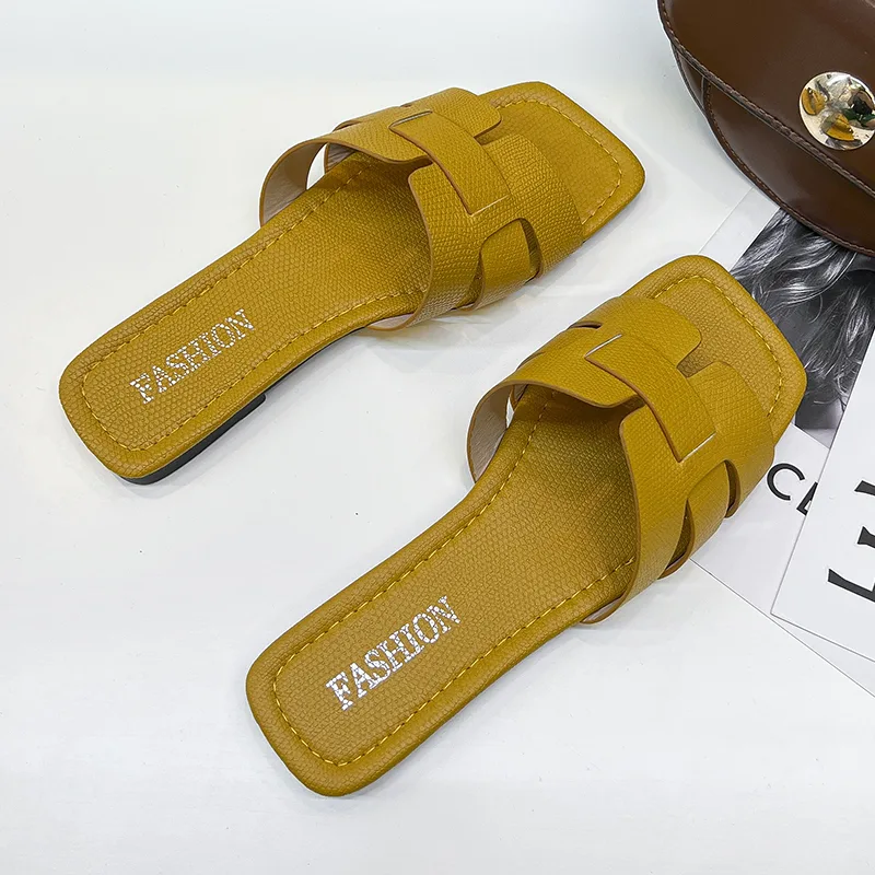 Summer Women's Leather Flat Sandals Exposed Heel Beach Shoes Couple's Slip-On Casual Footwear Comfortable Foot Fashion Sandals - image 3