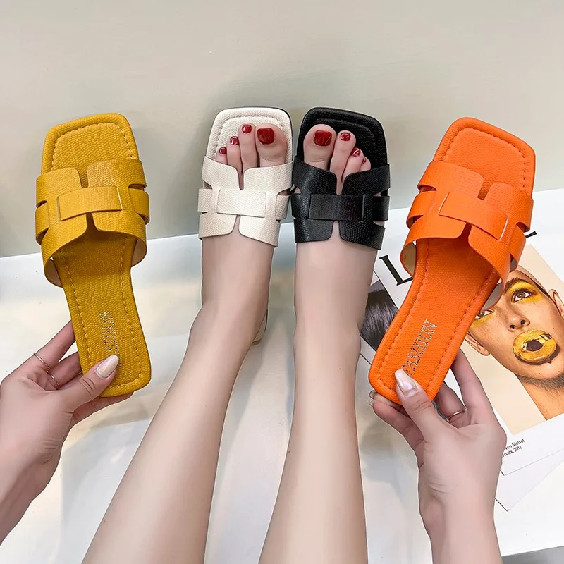 Summer Women's Leather Flat Sandals Exposed Heel Beach Shoes Couple's Slip-On Casual Footwear Comfortable Foot Fashion Sandals detail 6
