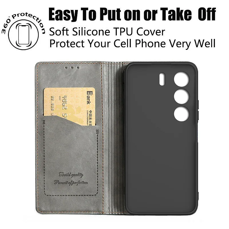 Magnetic Button Flip Case On For Tecno Camon 40 Pro 20 19 30 18 P 18P 30s Pro Premier Neo 4G 5G Phone Cover Leather Wallet Shell - image 4