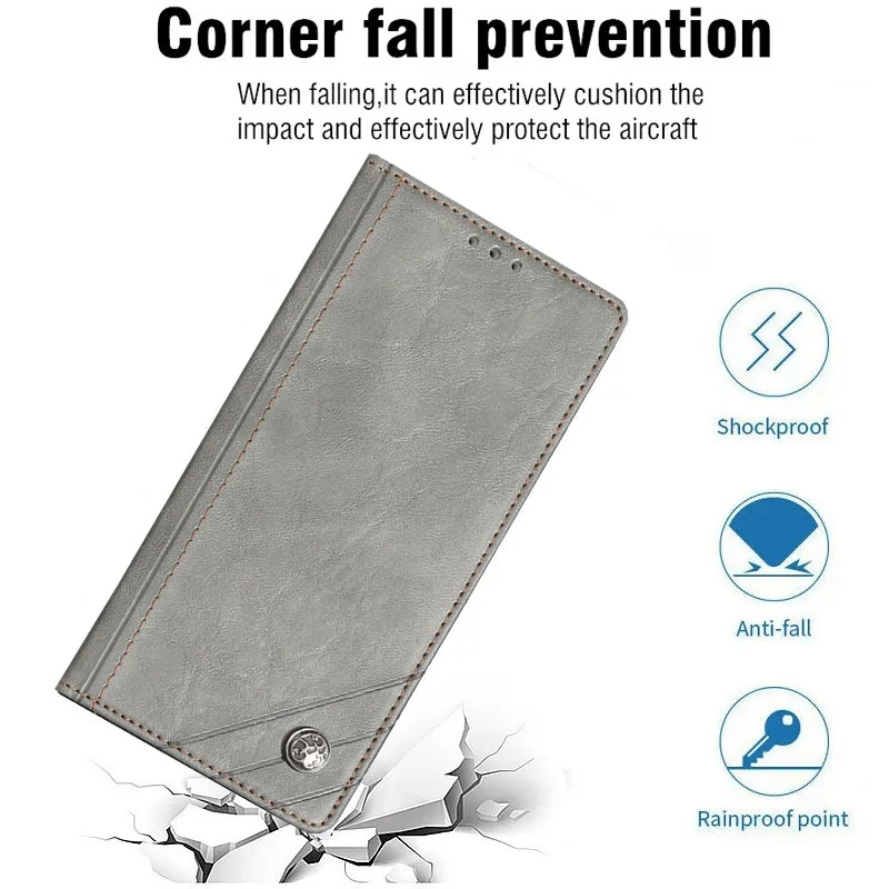 Magnetic Button Flip Case On For Tecno Camon 40 Pro 20 19 30 18 P 18P 30s Pro Premier Neo 4G 5G Phone Cover Leather Wallet Shell detail 1