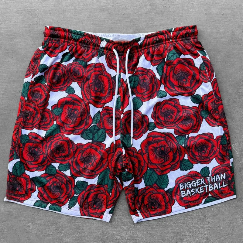 2026 New 3D Printed Shorts Men's Casual Rose/Lightning Pattern Breathable Quick Drying Summer Sports Beach Shorts Streetwear detail 2